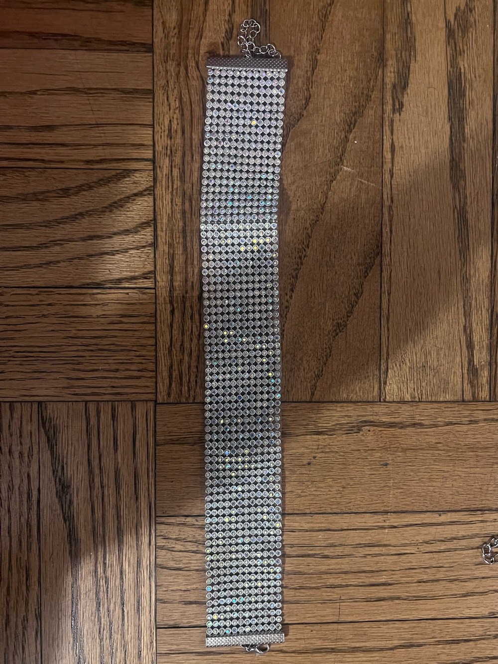 Silver Crystal Mesh Choker Necklace